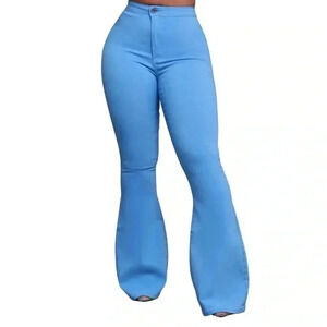 NWOT Super Swank High Rise Flare Stretchy Jeans - Baby Blue - Size XL / 16